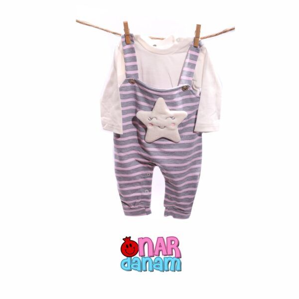 سرهمی نوزادی دخترانه طرح ستاره tufitto سایز 6 تا 12 ماه